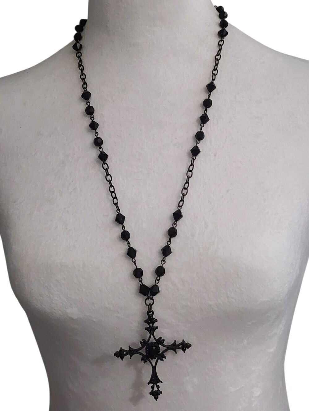 Black Gothic Cross Pendant Necklace - Picture 2 of 7